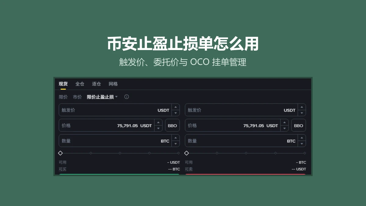 币安止盈止损单怎么用：触发价、委托价与 OCO 挂单管理